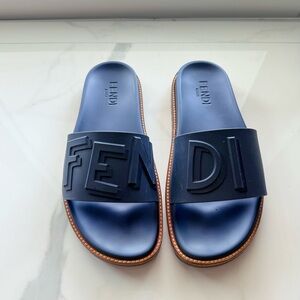 Fendi Navy Blue Slide Sandals